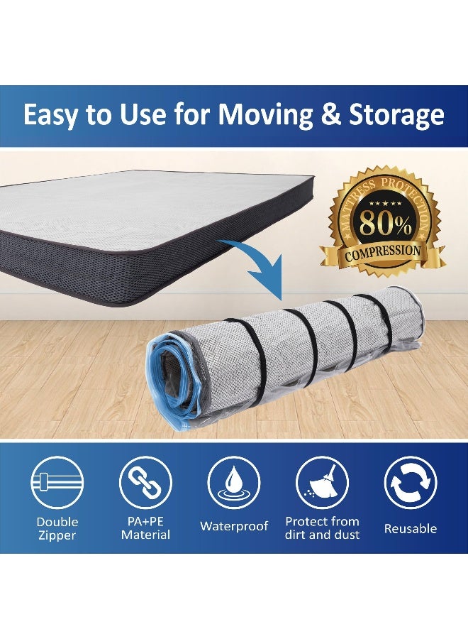 Storage Logic Queen/Full/Full-XL Foam Mattress Vacuum Bag with Blue Zipper, Mattress Storage Bag - Image 2
